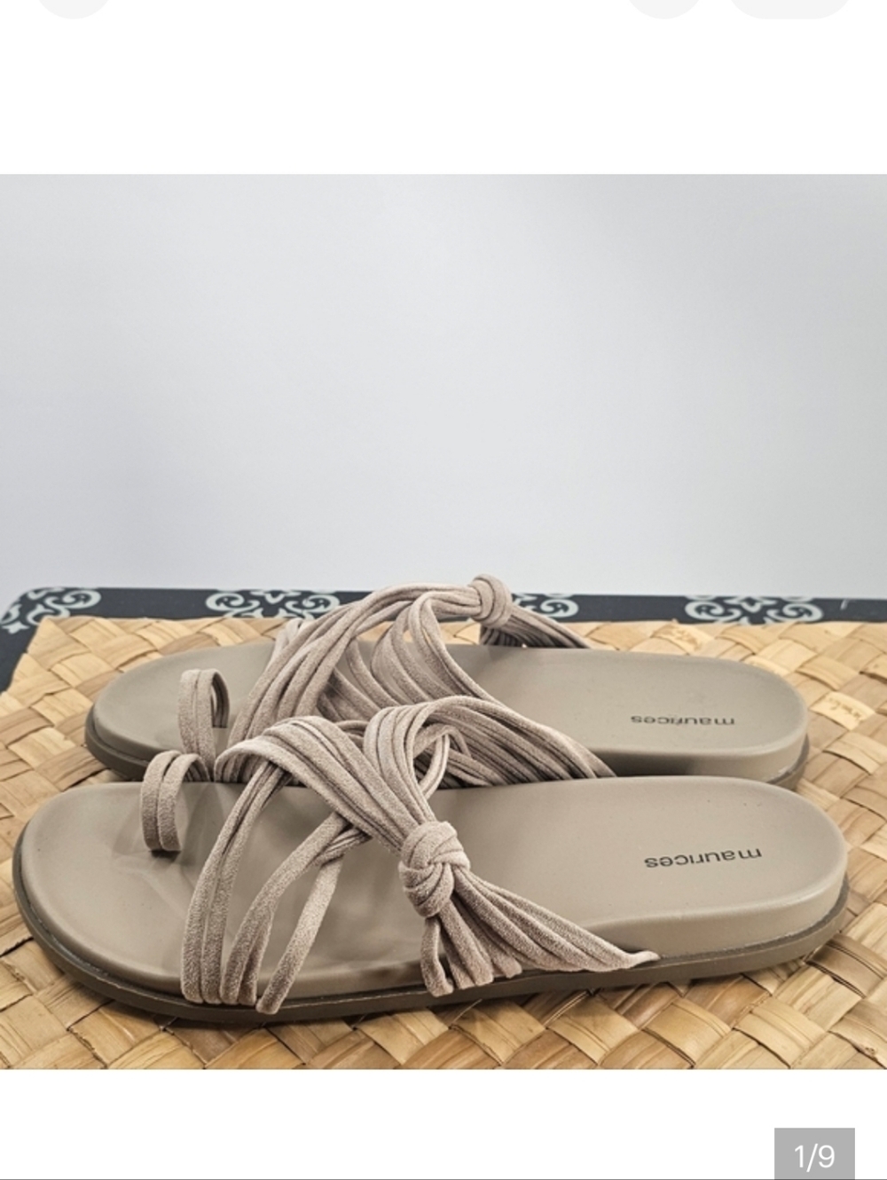 Tan Strappy Slide Sandals Size 10